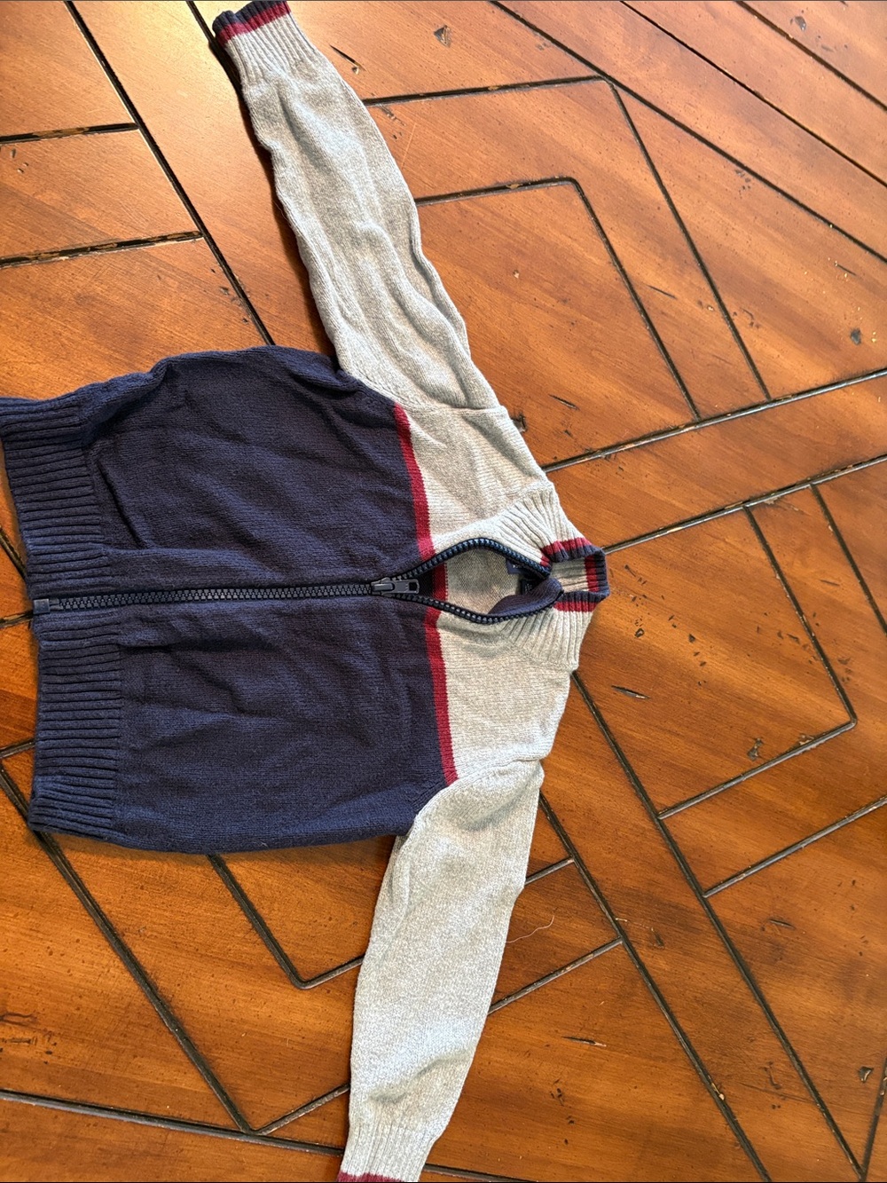 Janie and Jack Navy and Light Gray Baby Knit Zip Sweater